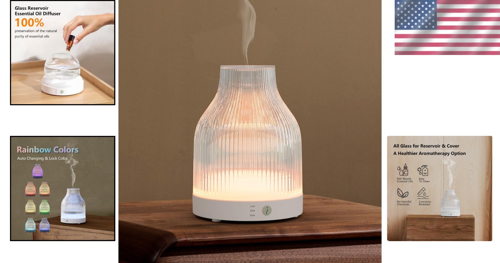 Compact Essential Oil Diffuser, 200ml Ultrasonic Mist, 7 Colors, Quiet, Auto Off
