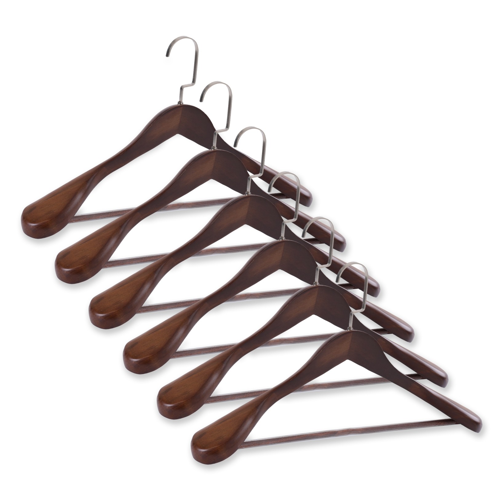24-60x Solid Wood Outerwear Hangers 2.4″ Wide Shoulder Clothes Hanger Suit Pants