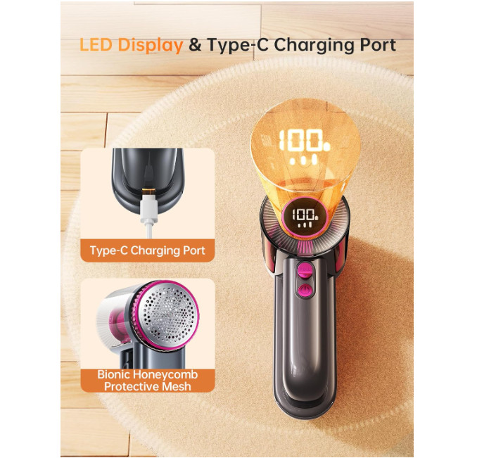 Afeitadora de Telas 2 en 1 USB-C con LED para Ropa y Muebles. Nuevo