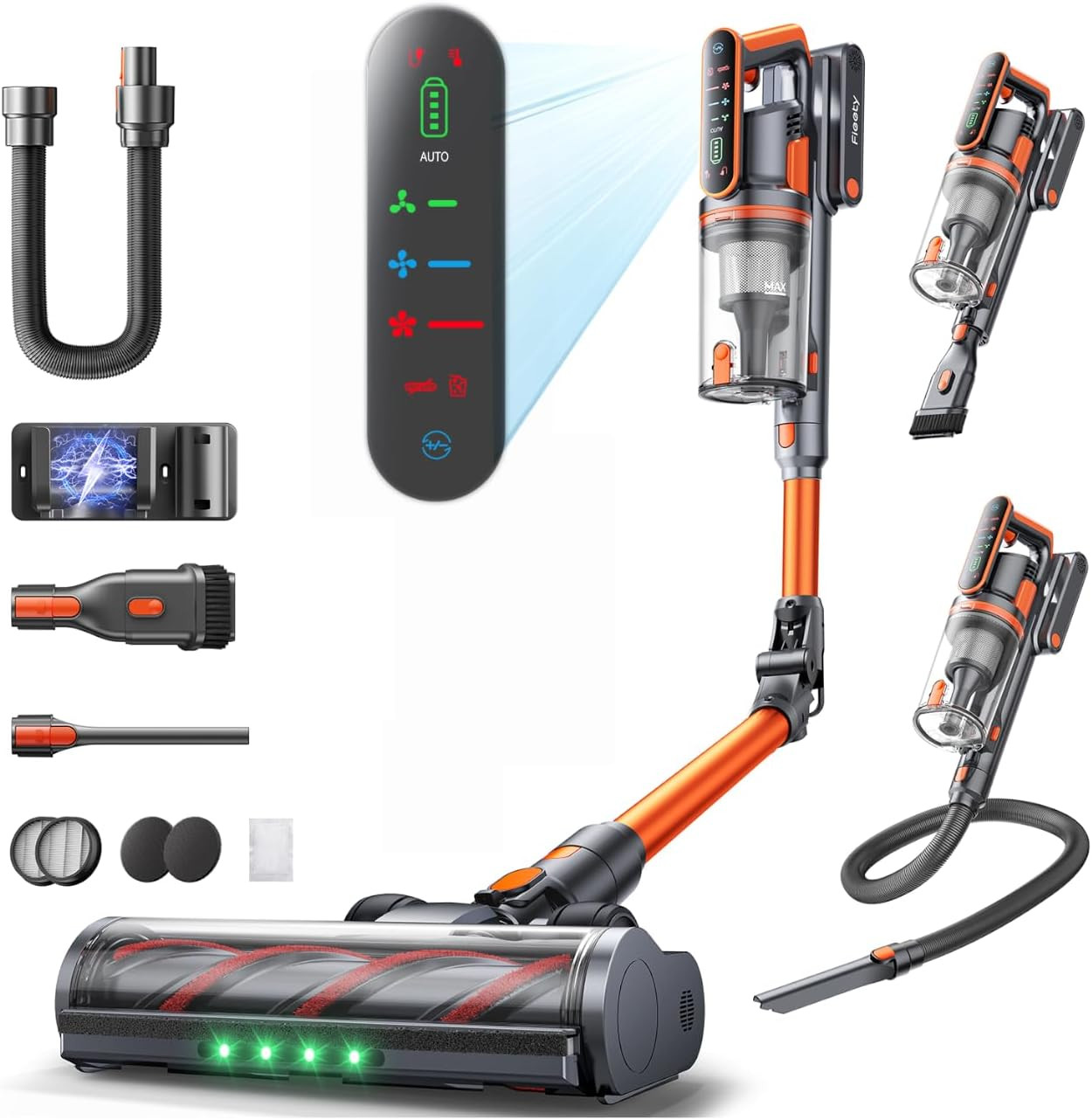 Cordless Stick Vacuum 650W 55KPa 70Min Powerful Suction Touch Screen