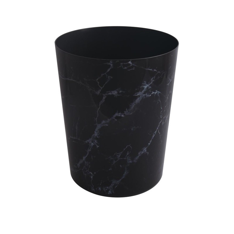 Office Trash Can 5 Gallon Marble Plastic Garbage Bin Modern Black Lightweight