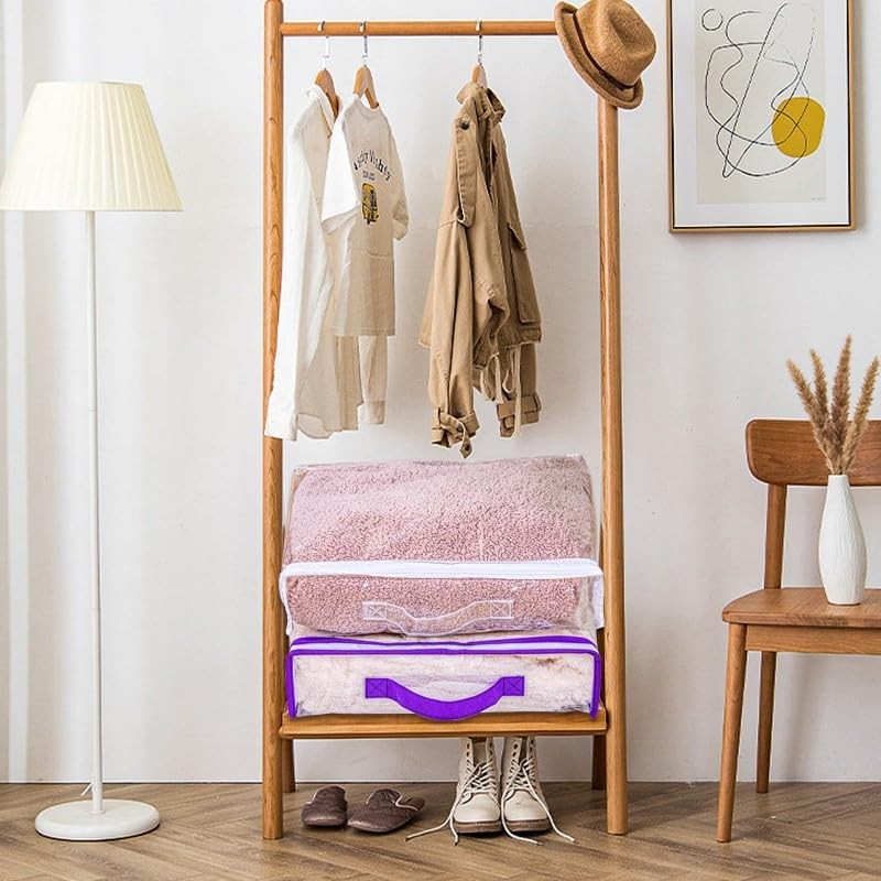 5 Pack Clear PVC Storage Bags with Reinforced Handles, Waterproof purple