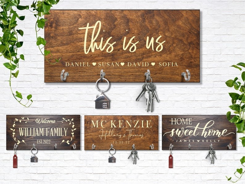 Housewarming Gifts for Couple, Personalized Key Holder for Wall, New Home Gift
