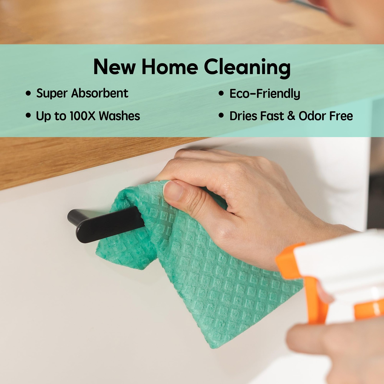 Auggee Swedish Dishcloths for Kitchen, 5 Pack 7 inches x 8 inches, Mint Green