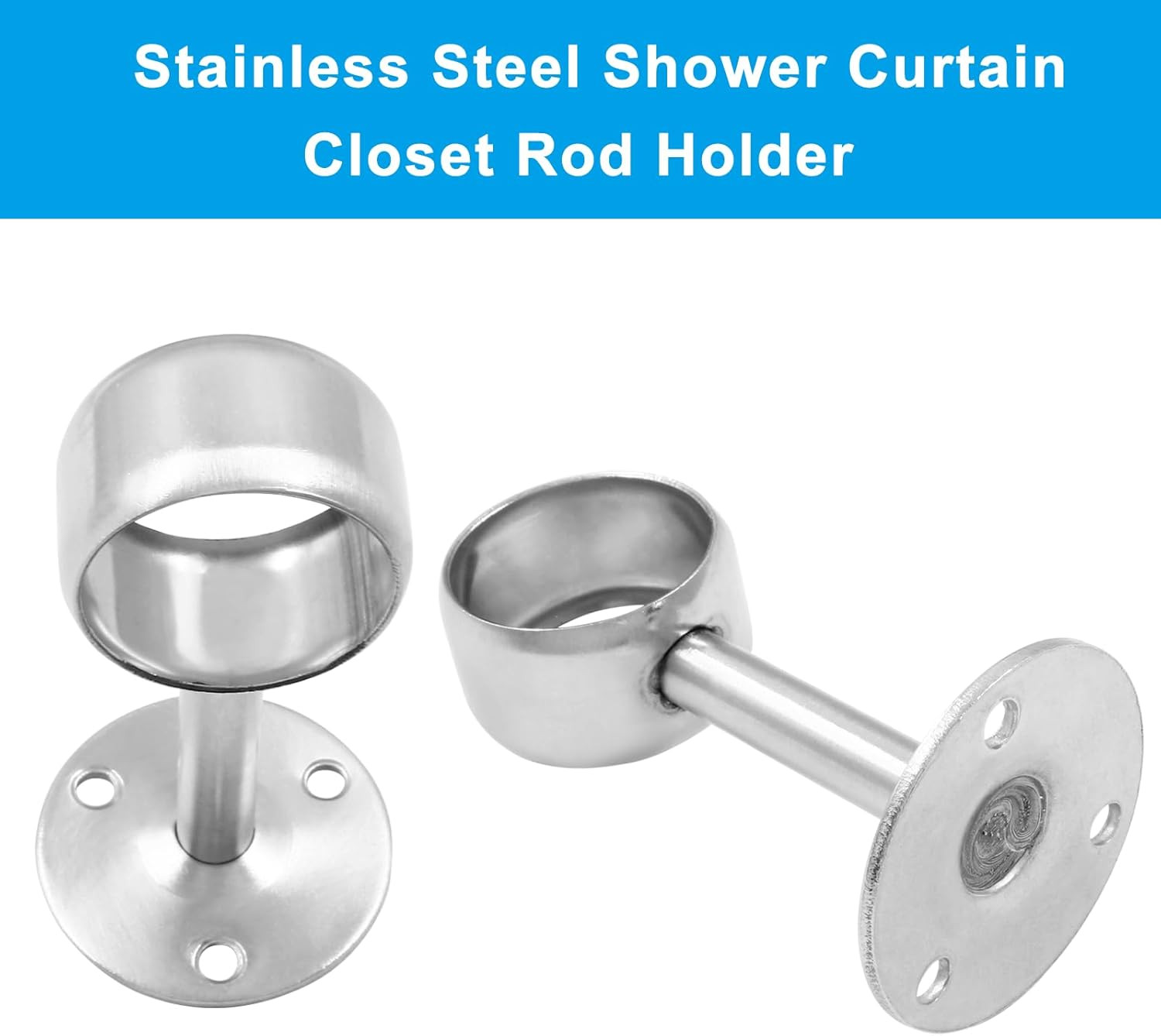 4 Packs 1-1/4 Inch Closet Rod Holder Curtain Rod Support, Stainless Steel