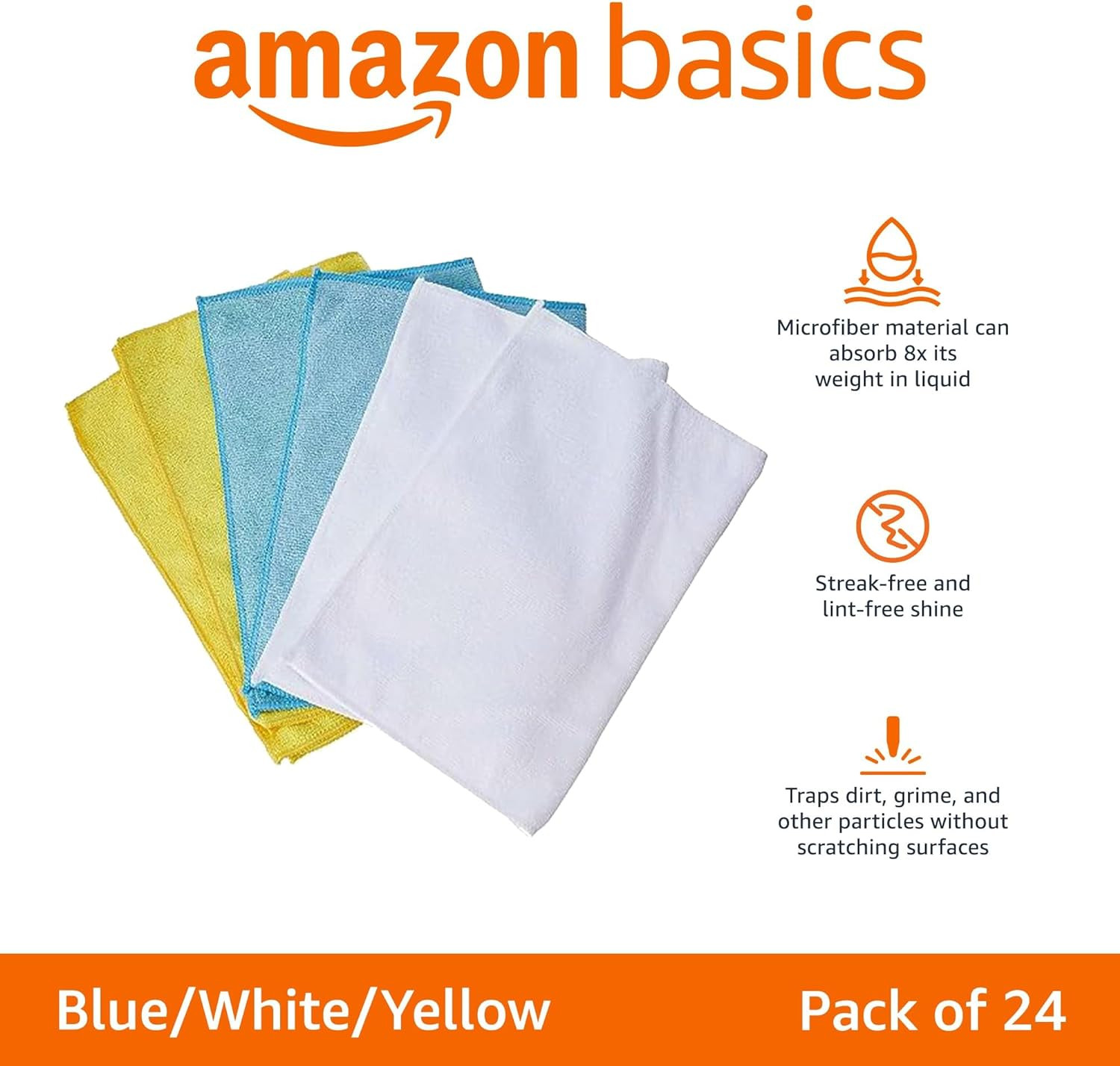 Microfiber Cleaning Cloths, Ultra-Soft and Highly Absorbent, Streak-Free, Lint-F