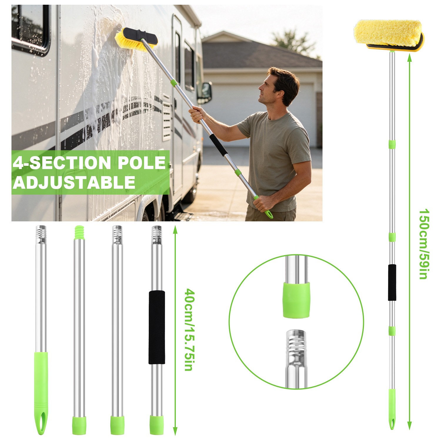62″ Car Wash Brush with Long Handle, 12PCS for Car RV Truck Boat Wash