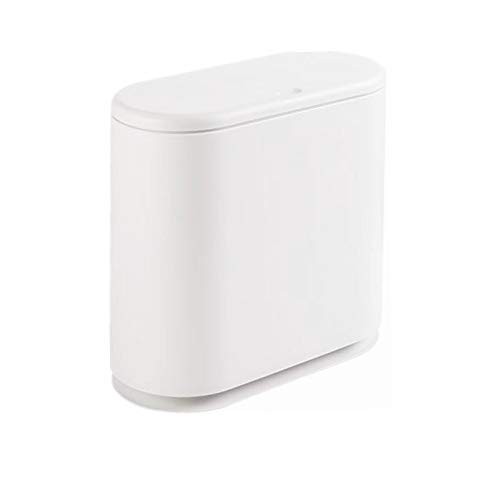 12 Liter Rectangular Plastic Trash Can with Press Top Lid,White Modern Wasteb…