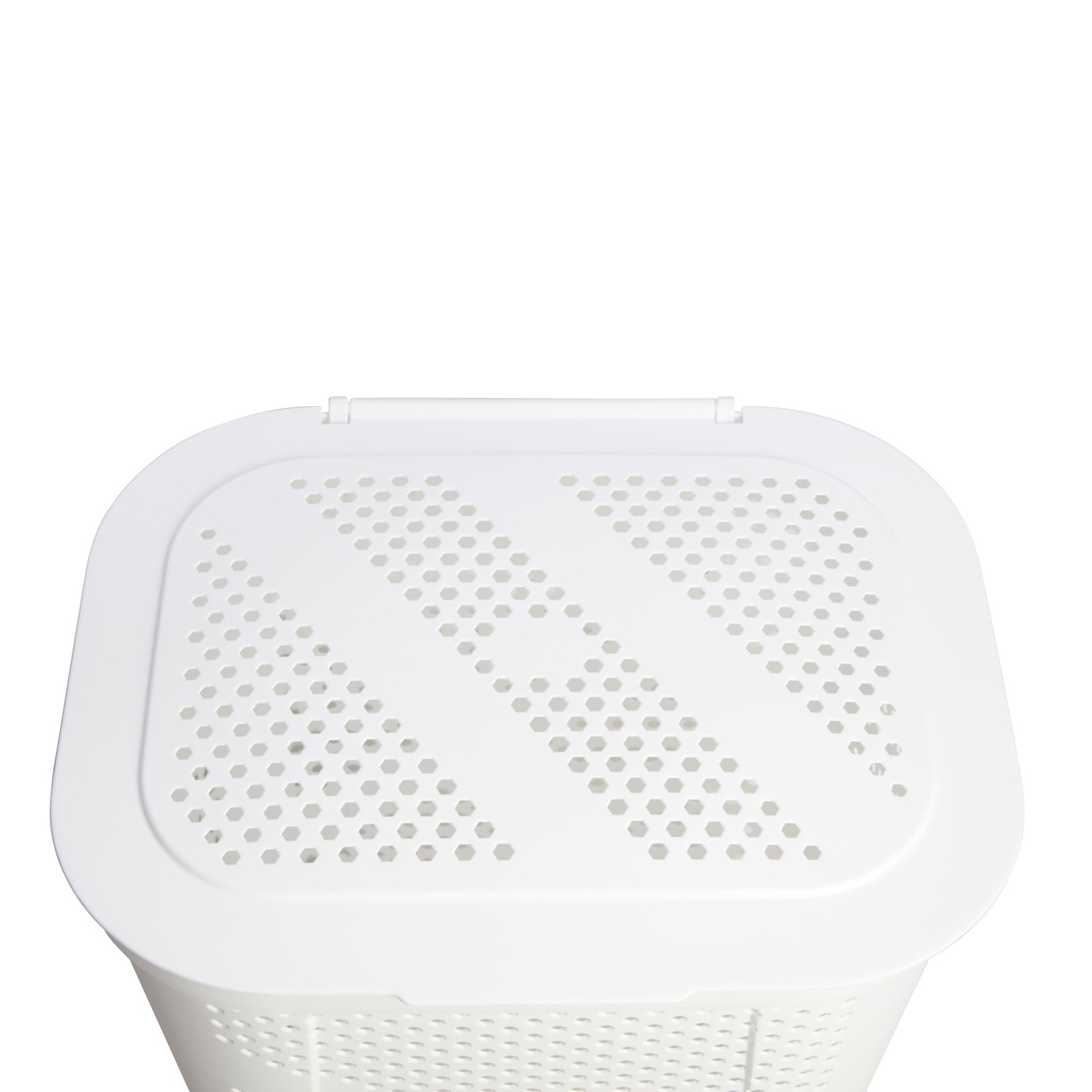 24″ Plastic Hinged-Lid Rectangle Laundry Hamper, White, Adult