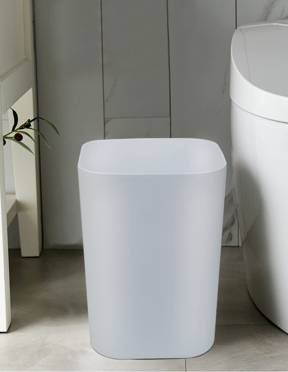 2 Pack 2 Gallon Small Trash Can Square Wastebasket White And Gray Basket