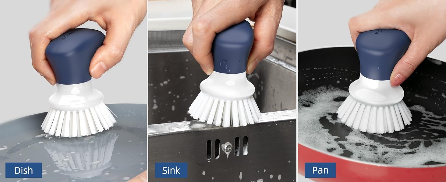 Dish Scrub Brush, Palm Brush, Kitchen Brush, Nylon Bristles | Self-Standing Dish