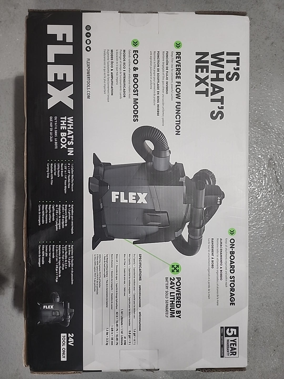 Flex FX5221-Z 24V 1.6 Gallon Cordless Wet/Dry Vacuum NEW