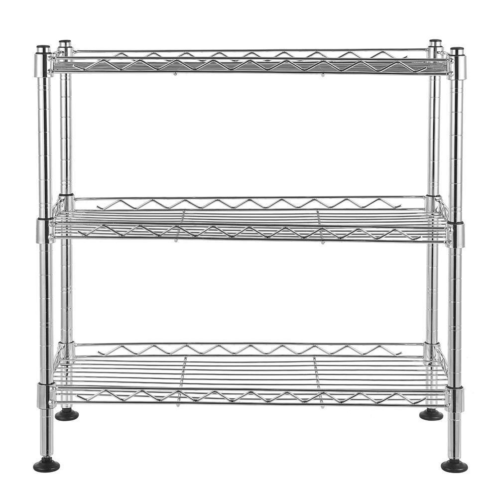 3 Tiers Wire Shelving Rack Shelf Adjustable Commercial Garage Kitchen Wide Use