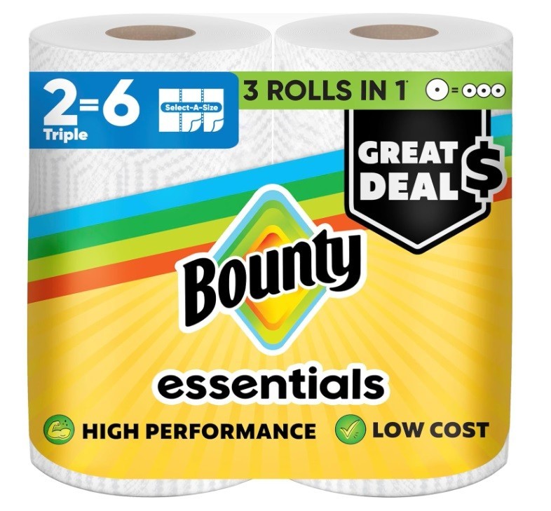 Bounty Essentials Select-A-Size Paper Towels White 2 Triple Rolls 6 Regular Roll