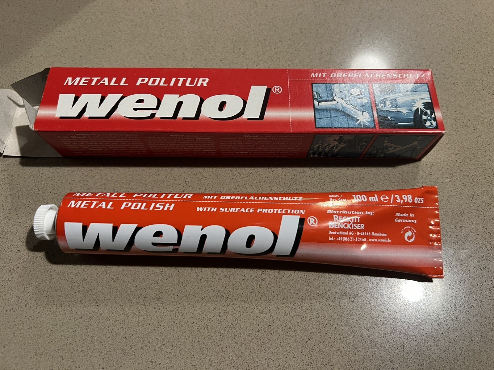 Wenol Metal Polish with Surface Protection, 100mL / 4oz Red Box