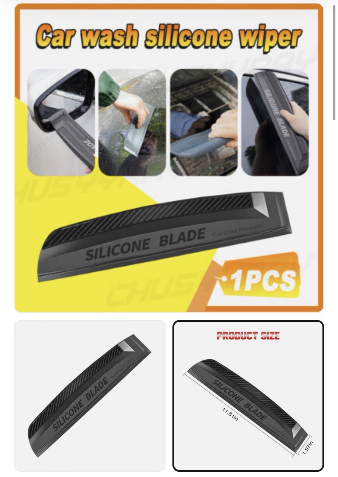 11.8″ Silicone Squeegee Car Window Cleaner Glass Shower Door Water Blade Wiper