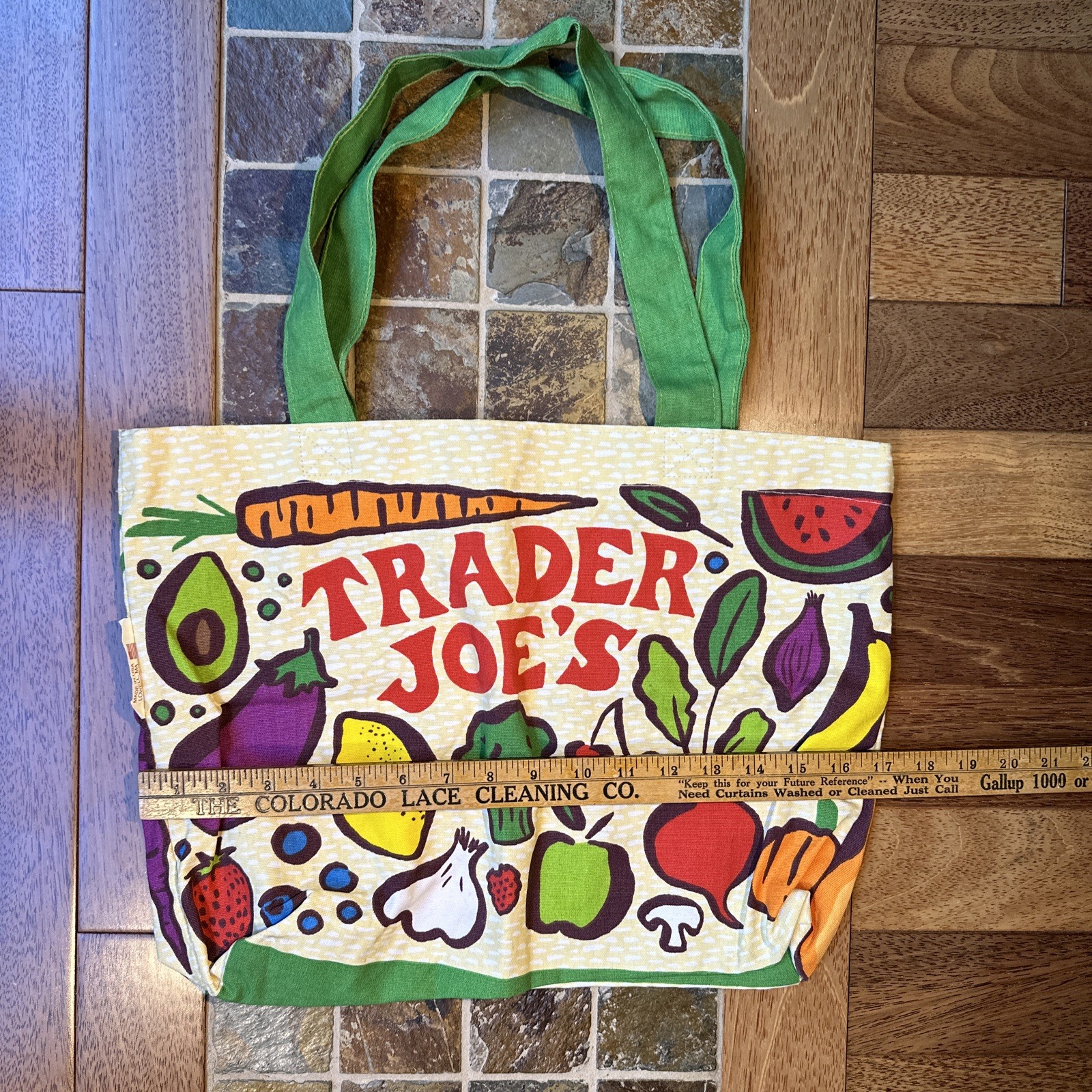 TRADER JOE’S Reusable Canvas Shopping Grocery Tote Bag Fruits Vegetables USA