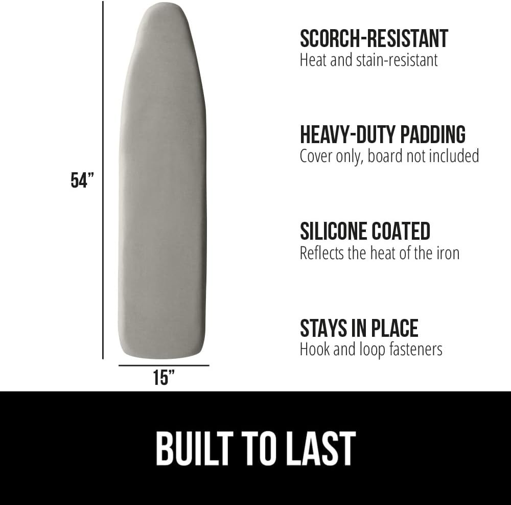 GORILLA GRIP Ironing Board Cover 15×54 Silver Silicone 400°F Scorch Resistant
