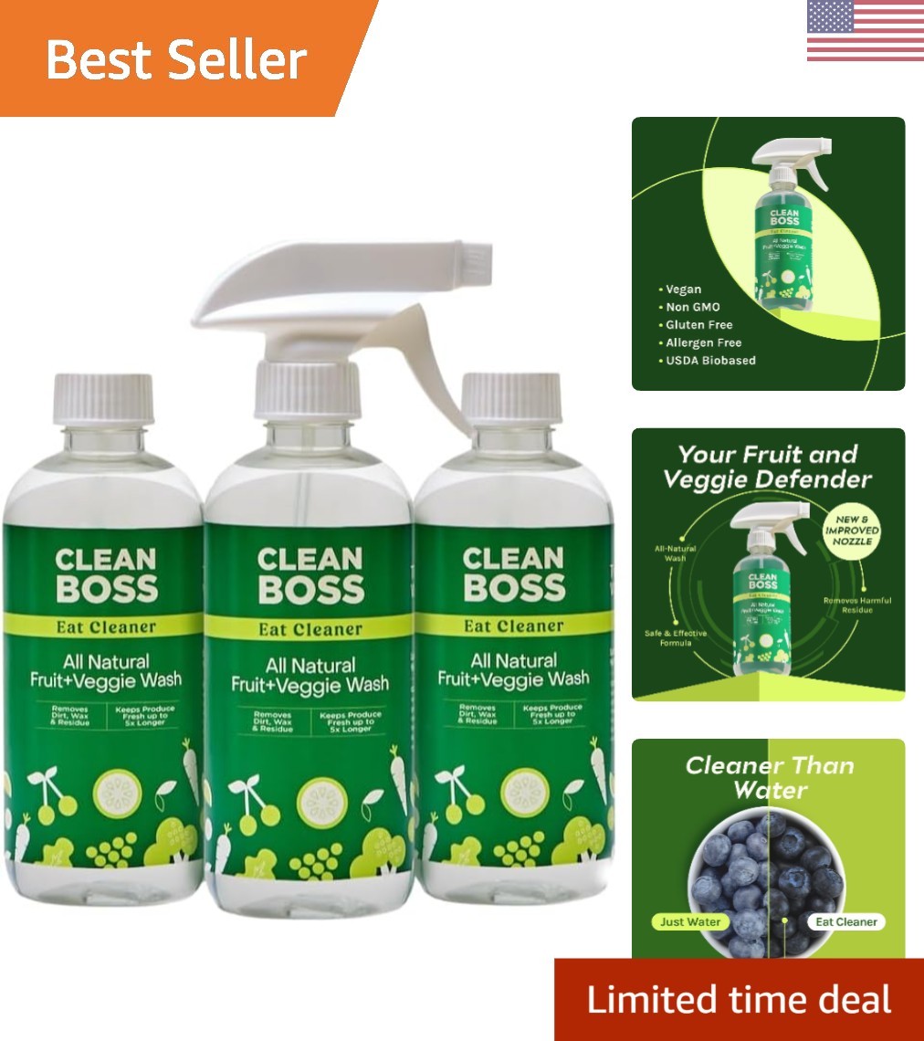 Eat Cleaner 12 oz 3 Pack – All-Natural Produce Wash for Fresh Fruits & Veggies