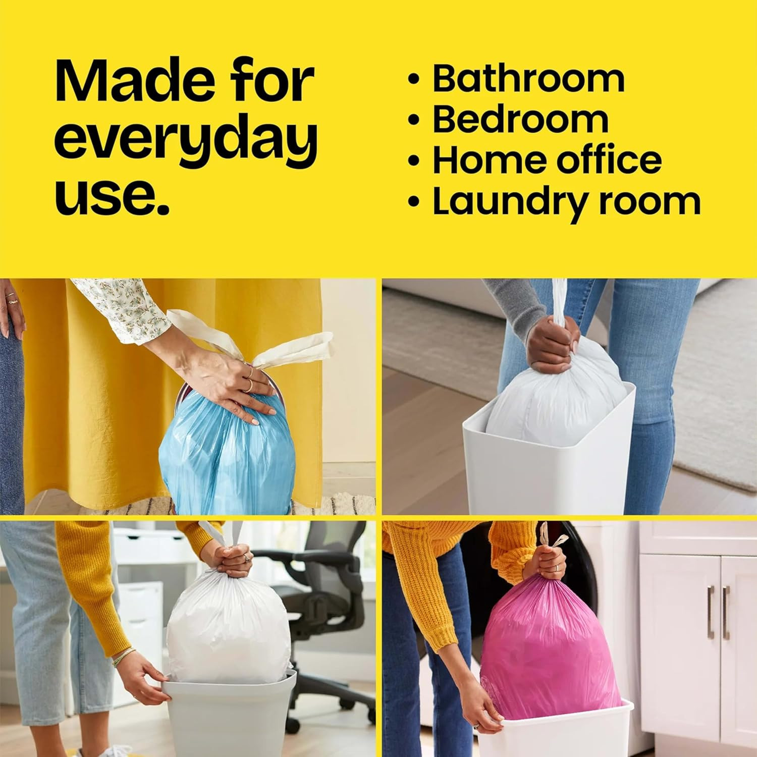 Small Drawstring Trash Bags with Clorox, 4 Gal, Lemon Fresh Bleach, 34 Ct (Packa