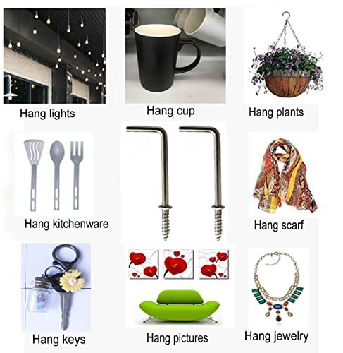2 Inch 1 Shape Screw Hooks L Shape Hooks 7 Shape Screw in Hooks (20 Pack) Silver