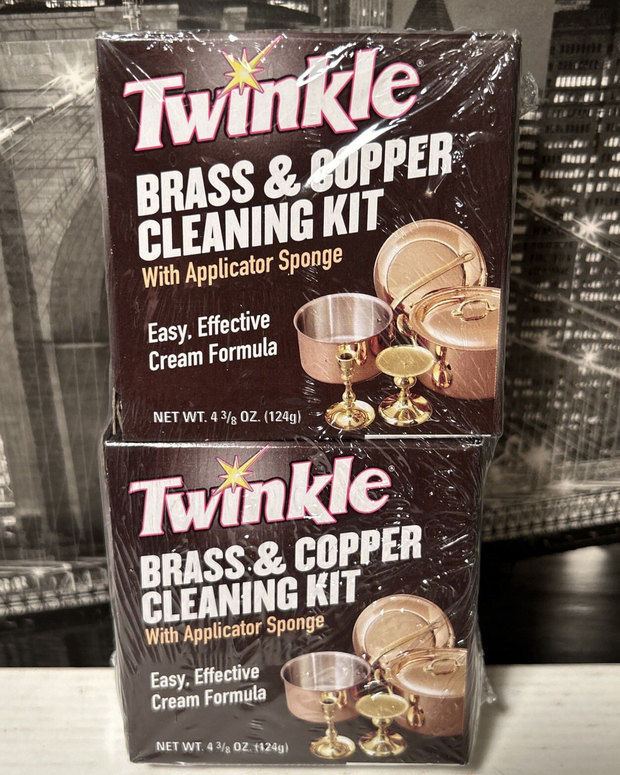 Malco Twinkle Brass and Copper Cleaning Kit 4.38 oz Polish Cream Sponge, 2 Pack