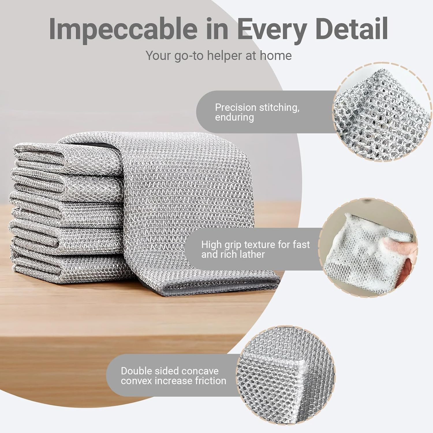 10pc Non-Scratch Wire Dish Cloth Multipurpose Single Layer Mesh Scrubber Rags