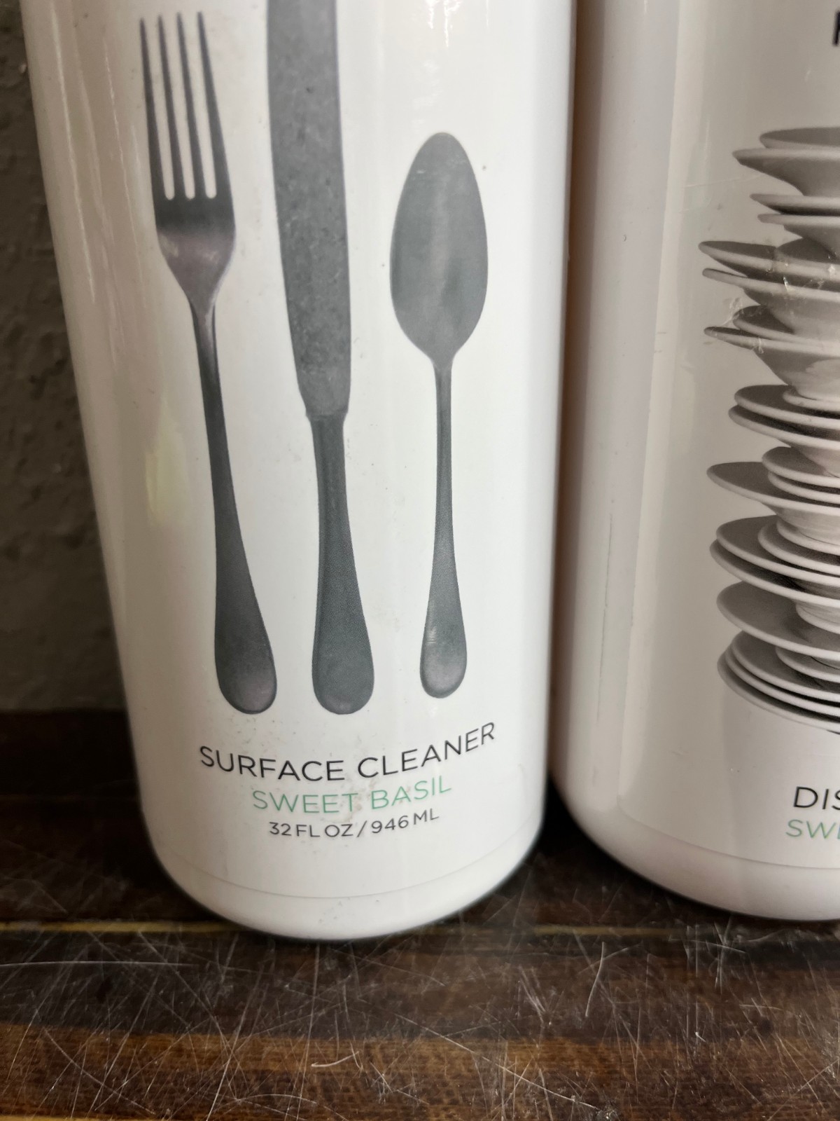 Hudson Grace Surface Cleaner & Dish Soap Set Sweet Basil White Spray Pump 32 oz