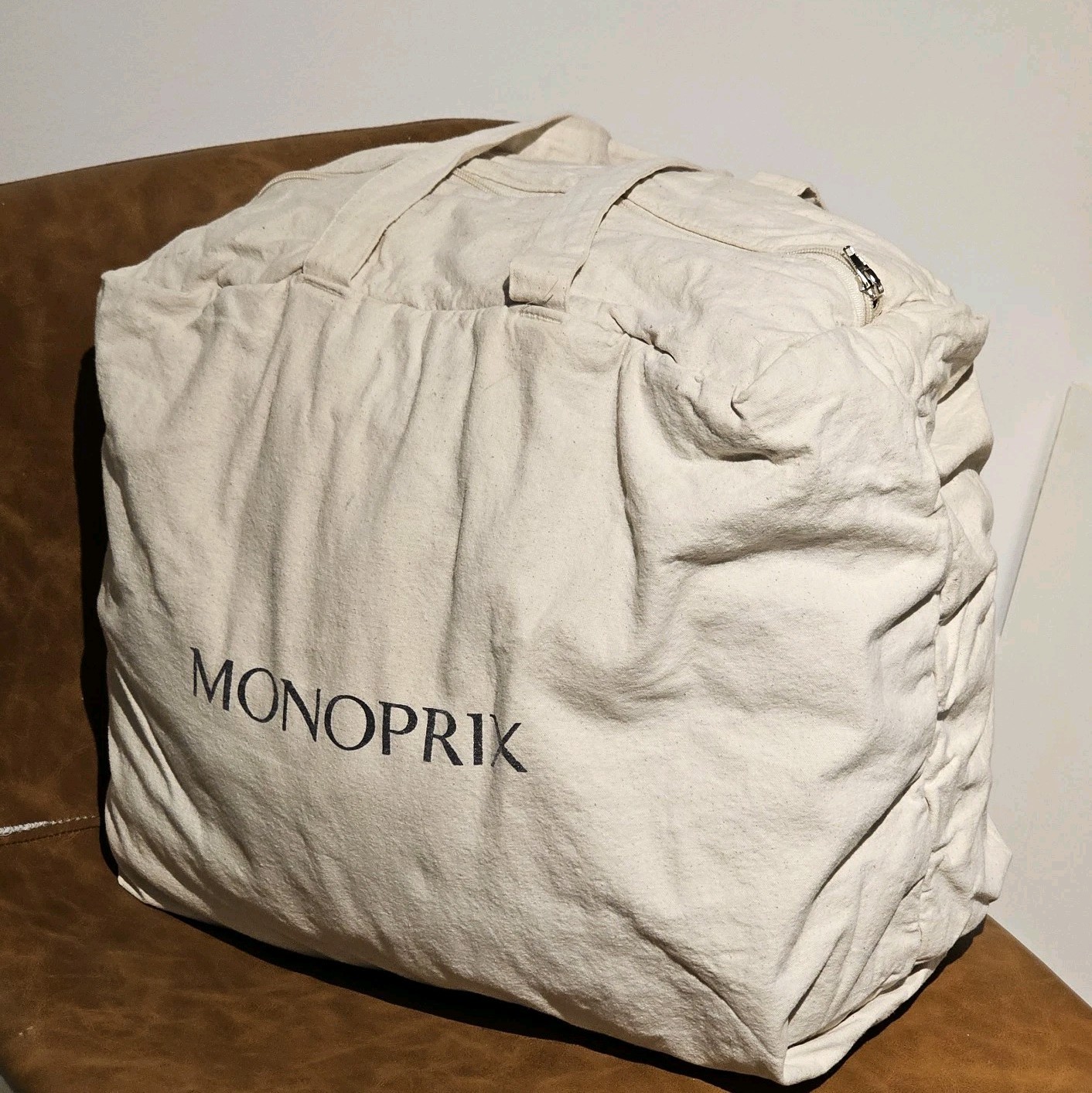 Monoprix Reusable Shopping Bag Tote, Insulated/Padded, Cotton, Made In Paris