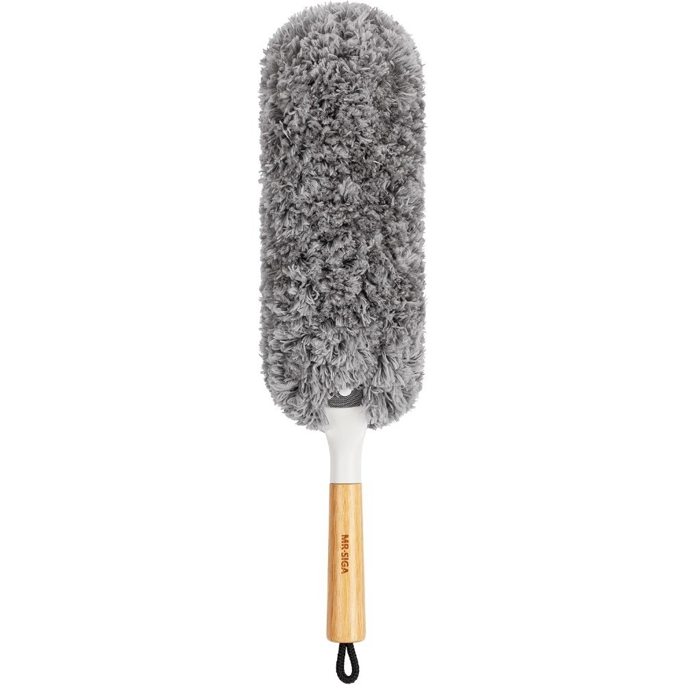 Lint Free Microfiber Duster, Washable and Reusable Duster with Bamboo Handle