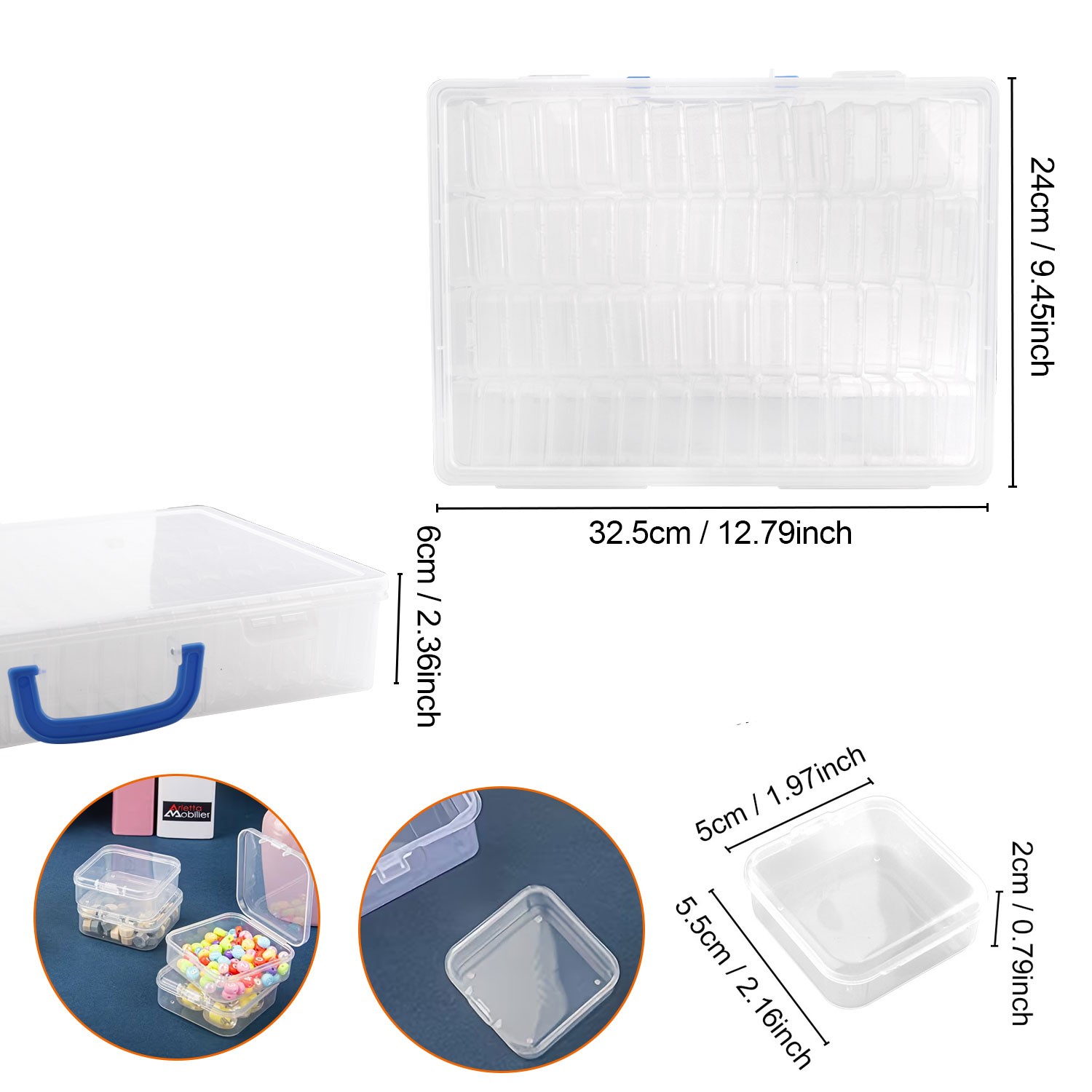 60Grid Clear Jewelry Box Plastic Bead Storage Craft Container Earrings Organizer