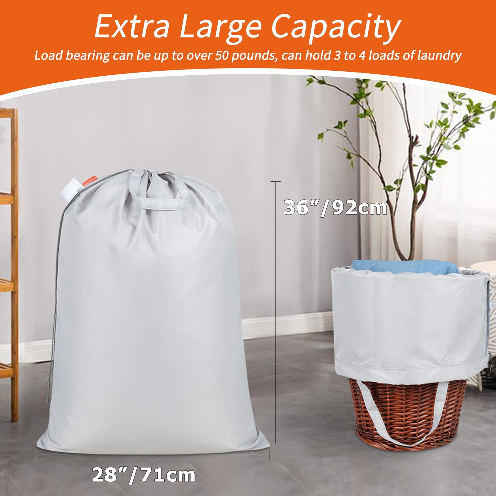 Extra Heavy Duty Large Laundry Bag with Sturdy Handles and Drawstring Closure, 2
