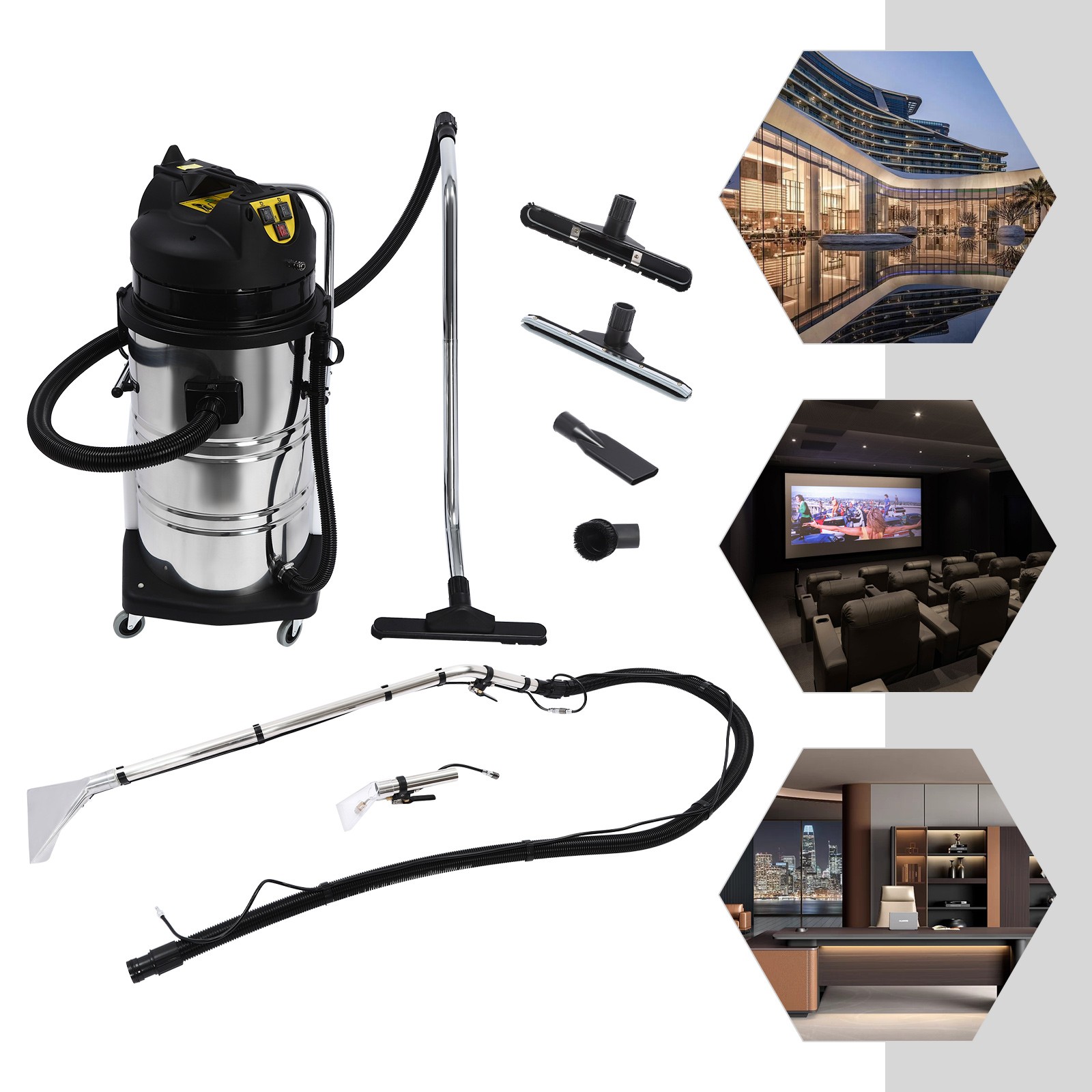 Commercial Carpet Cleaning Machine 3-in-1 Carpet Cleaner Vacuum Extractor 30~80L
