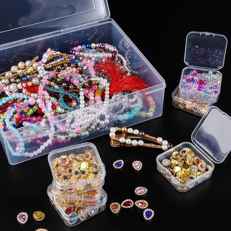 16/30pcs Clear Bead Organizer Box Hinged Storage Container Set Crafts Jewelry