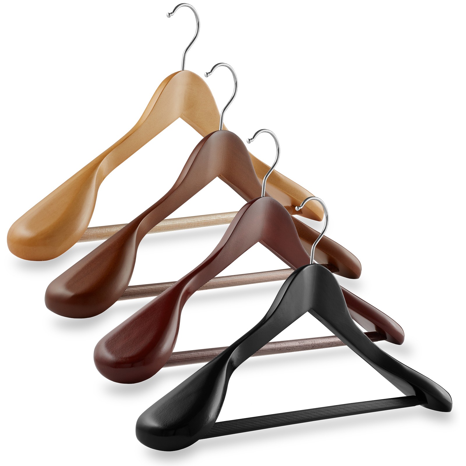 6 Wide Shoulder Wood Suit Hangers – Clothes Coats Jackets Dress Pants