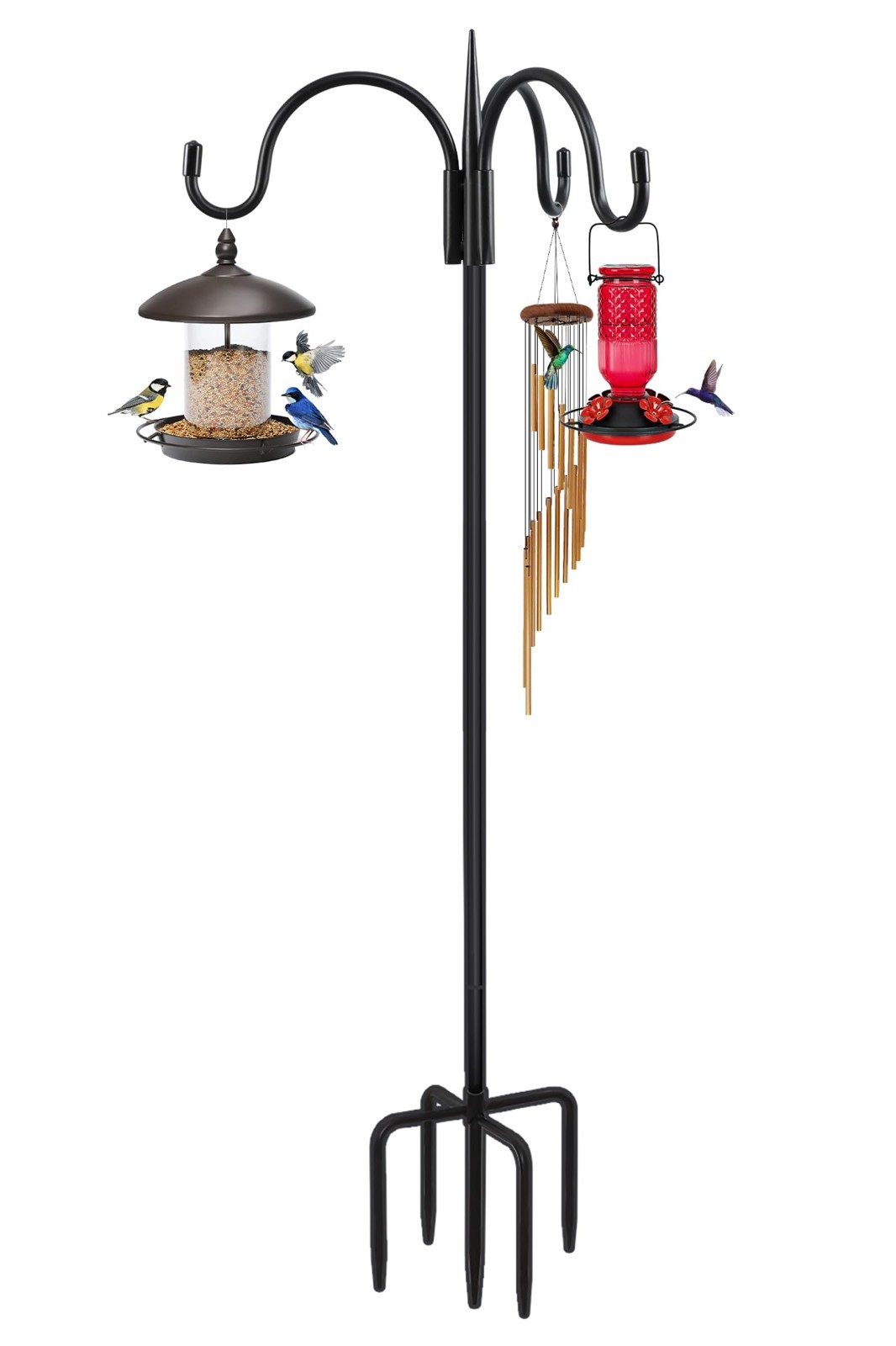 Heavy Duty 92″ Shepherd’s Hook – Adjustable Metal Bird Feeder Pole, 15lb Capacit