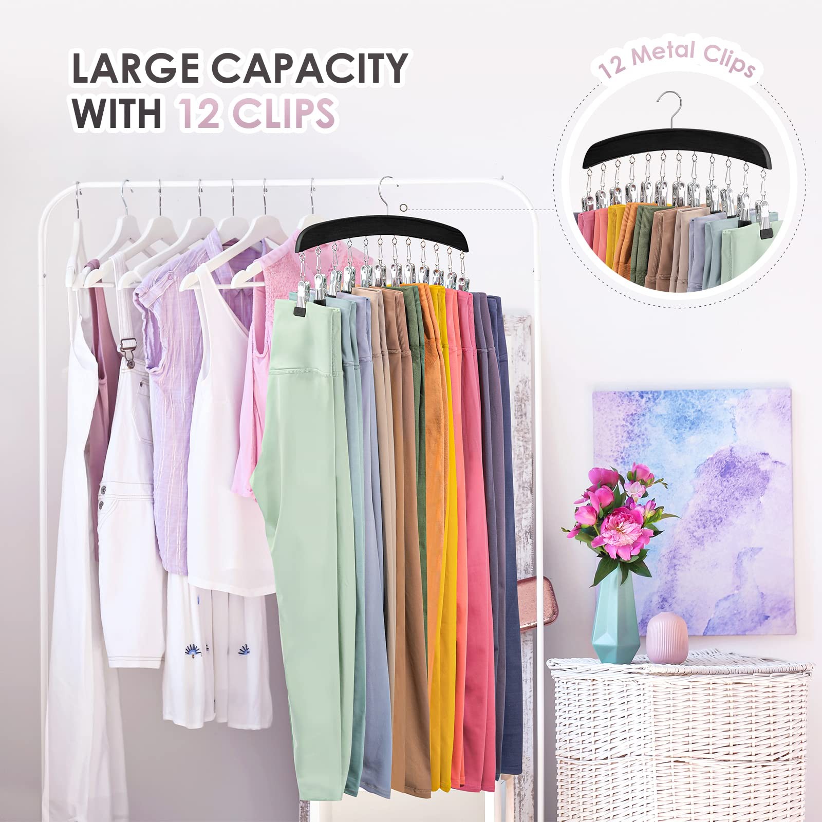 Leggings Hangers For Closet 2 Pcs Wooden Hanging Leggings Organizer Hanger With