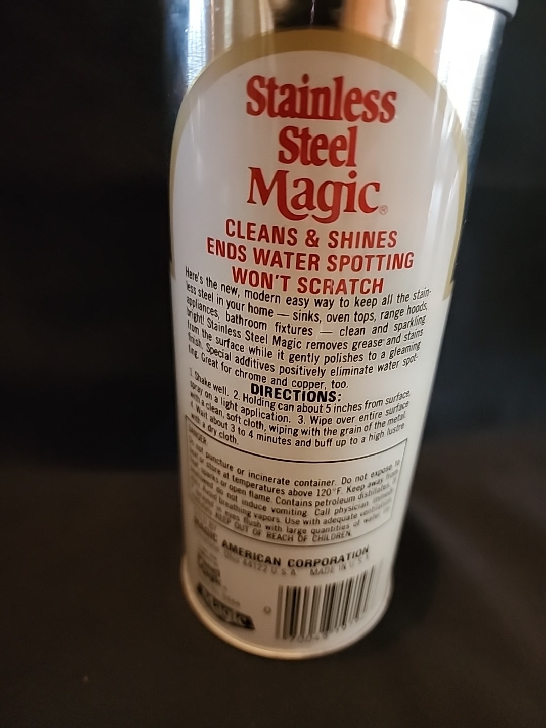 Vtg 1980s Orginal Stainless Steel Magic Cleaner 13oz NOS Full Appliance