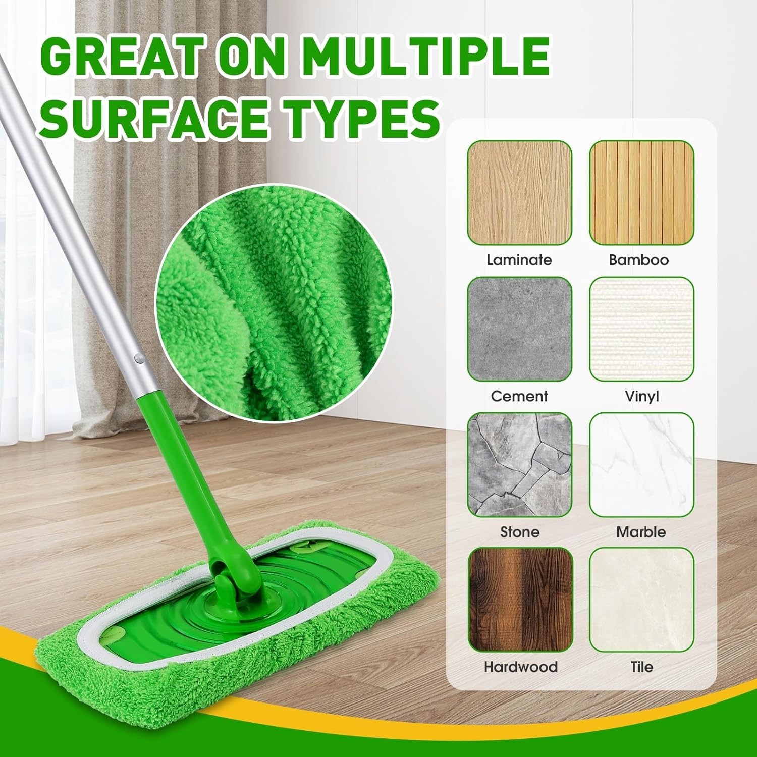 14 Reusable Microfiber Mop Pads – Eco-Friendly Washable Refills for All Floors