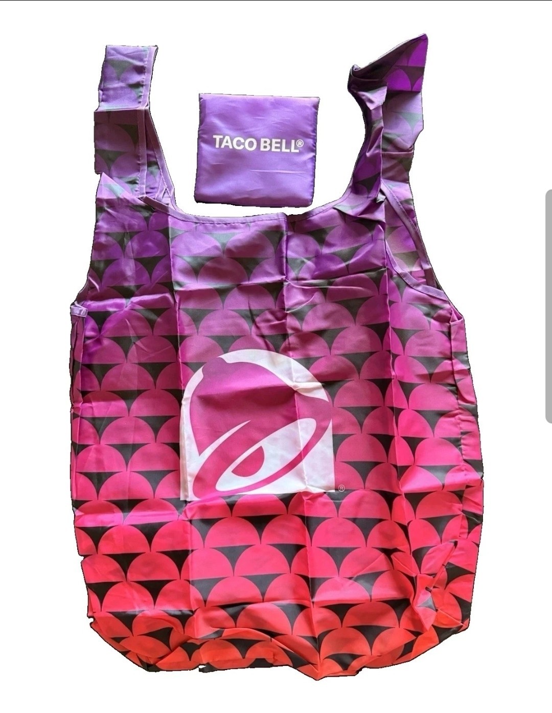 Taco Bell Foldable Reusable Shopping Bag Tote Purple Pink Multicolor Promo Item