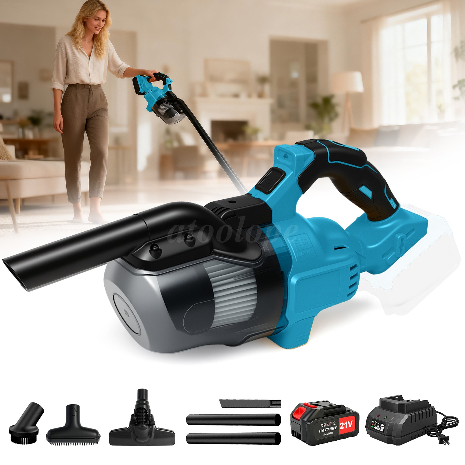 5-in-1 Cordless Stick Vacuum 300W HEPA Filter 2.6A Battery For Home Car Pet Hair