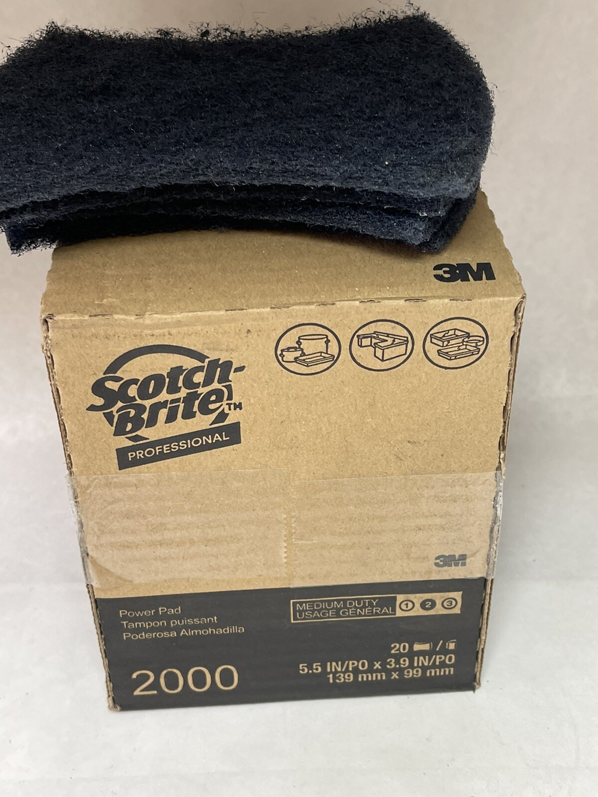 3M Scotch-Brite Power Pad No. 2000, 5.5″ x 3.9″ Blue (Qty. 3 Boxes =60 Pads)