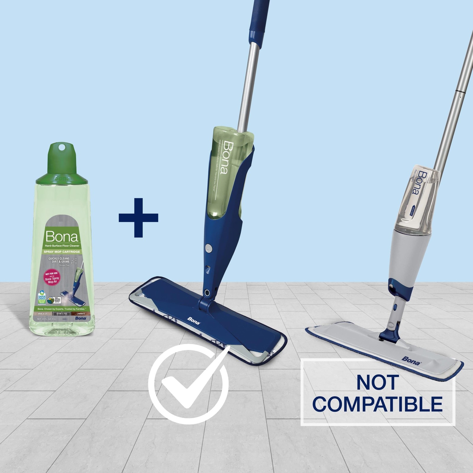 Bona Hard Surface Floor Cleaner Cartridge 34 Oz Multi Surface Safe Eco Friendly