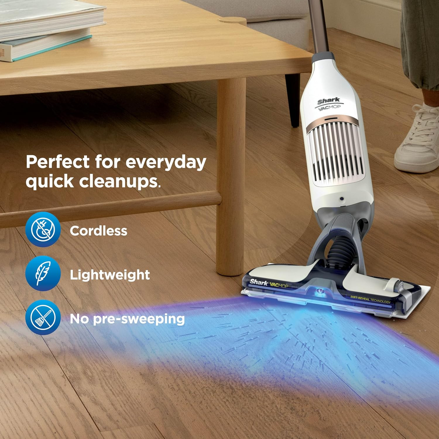 Shark VACMOP Reveal Cordless Hard Floor Cleaner, Vacuum & Spray Mop, Powerful Su
