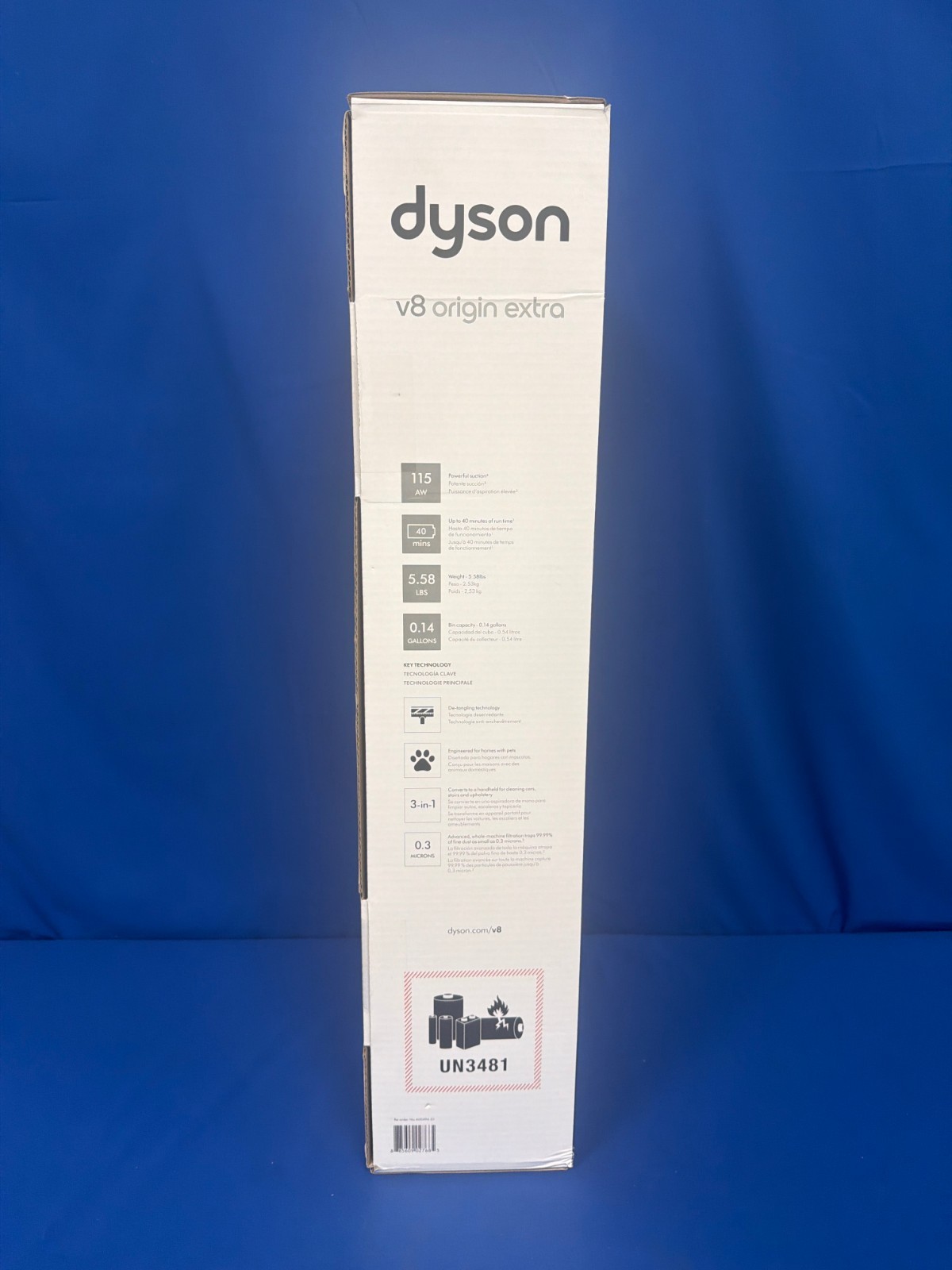Dyson V8 Origin Extra Cordless Stick Vacuum Cleaner-SV25-Nickel/Blue-NEW