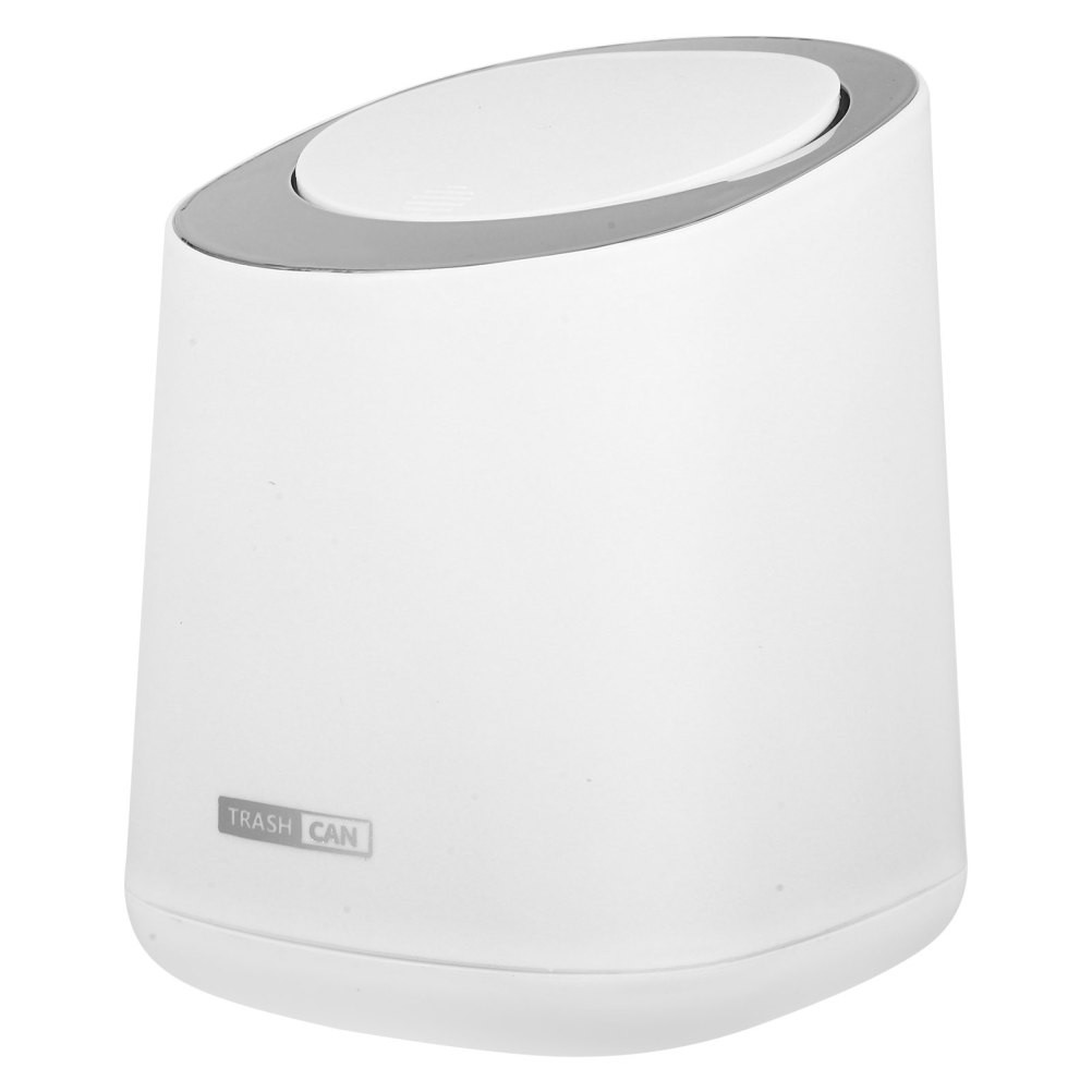 1 Set Reusable Small Desktop Garbage Bucket White ABS PP Press Lid
