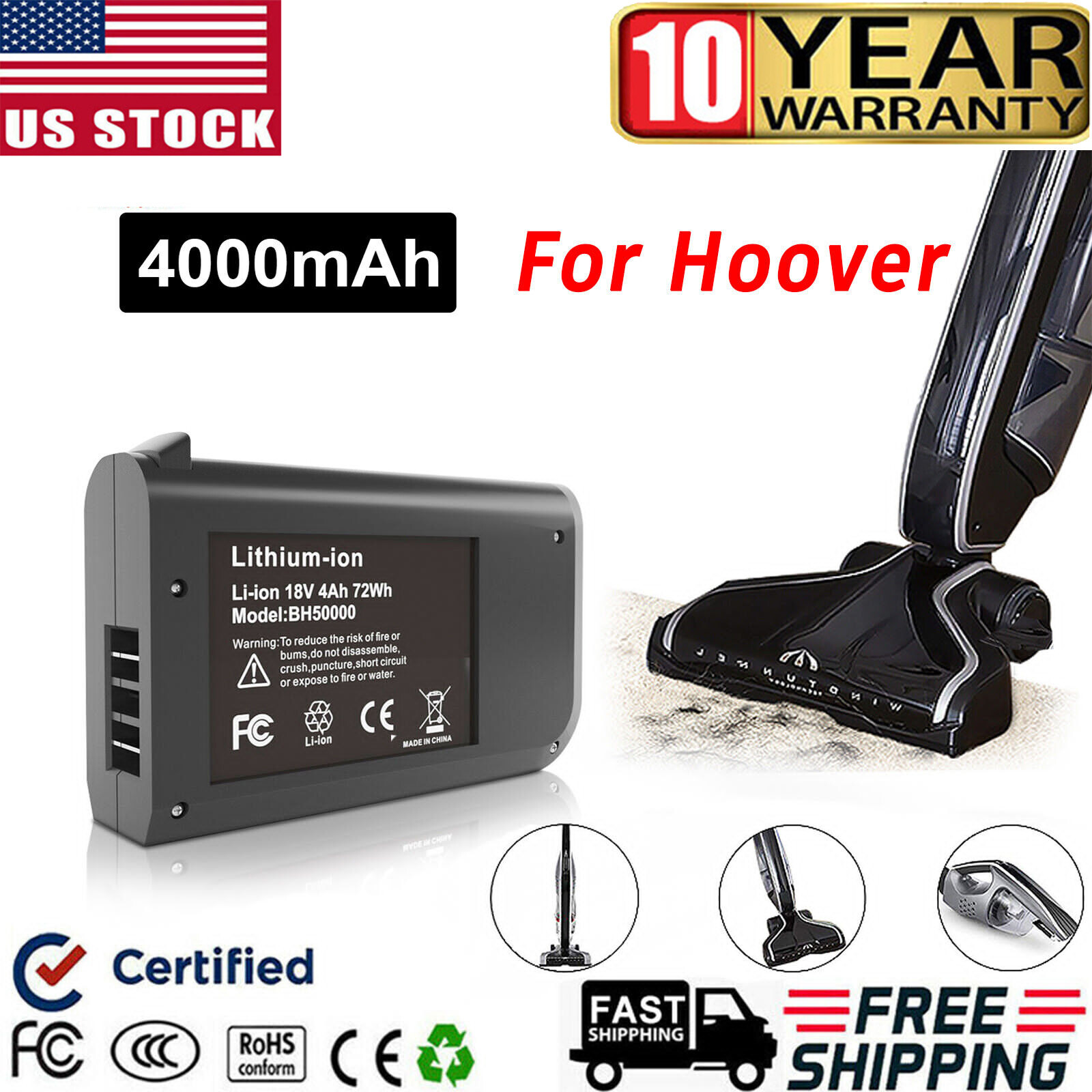 4000mAh 18V Lithium ION Battery for Hoover LINX BH50000 18 Volt Vacuum Cleaners