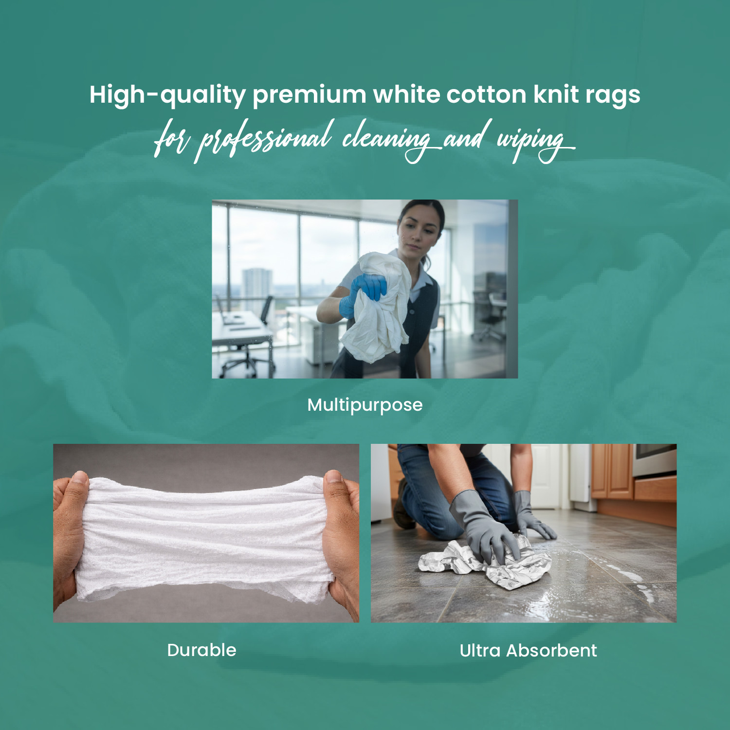 Recycled White Knit T-Shirt Cotton Rags – Multipurpose Wiping Cloths