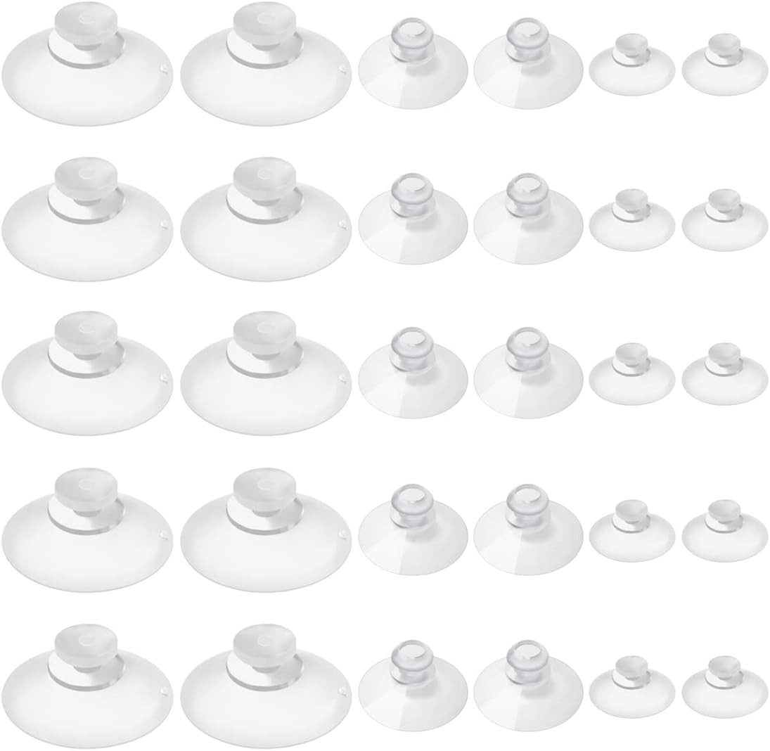 30 Pieces 3 Sizes Clear Suction Cups for Glass without Hooks, Small Rubber Sucti