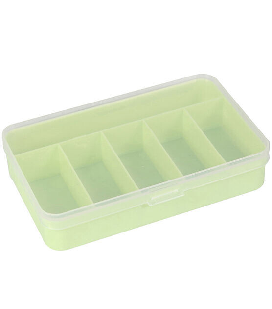 6 Storage Box Clear Top Green Bottom 3.75″L x 3.5″W x 1.25″H Container New